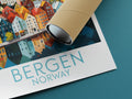 bergen travel poster rolled norway