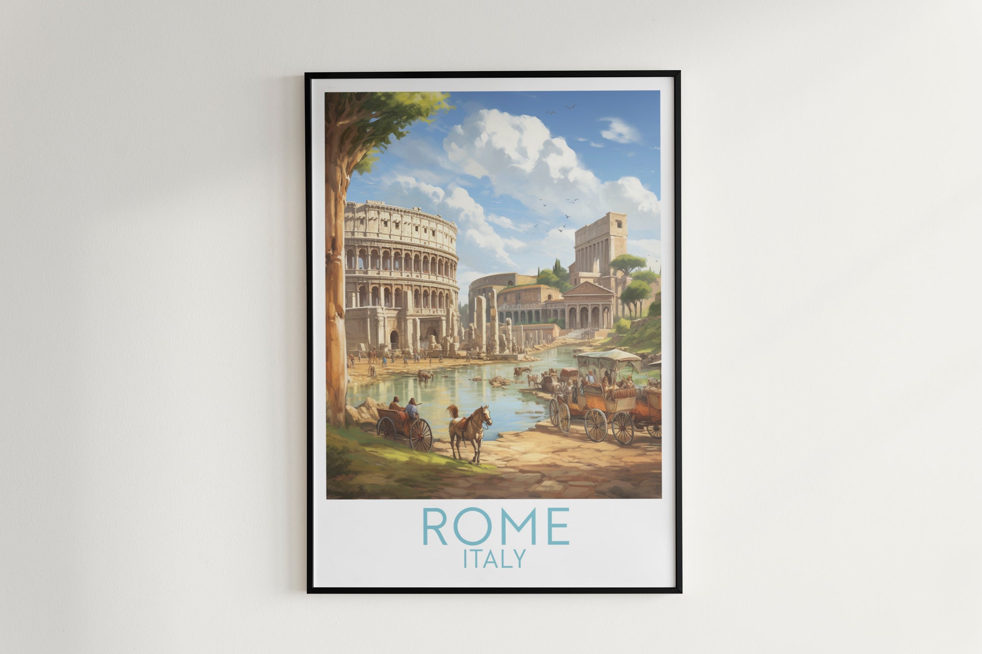 rome travel poster hanged on the wall italy