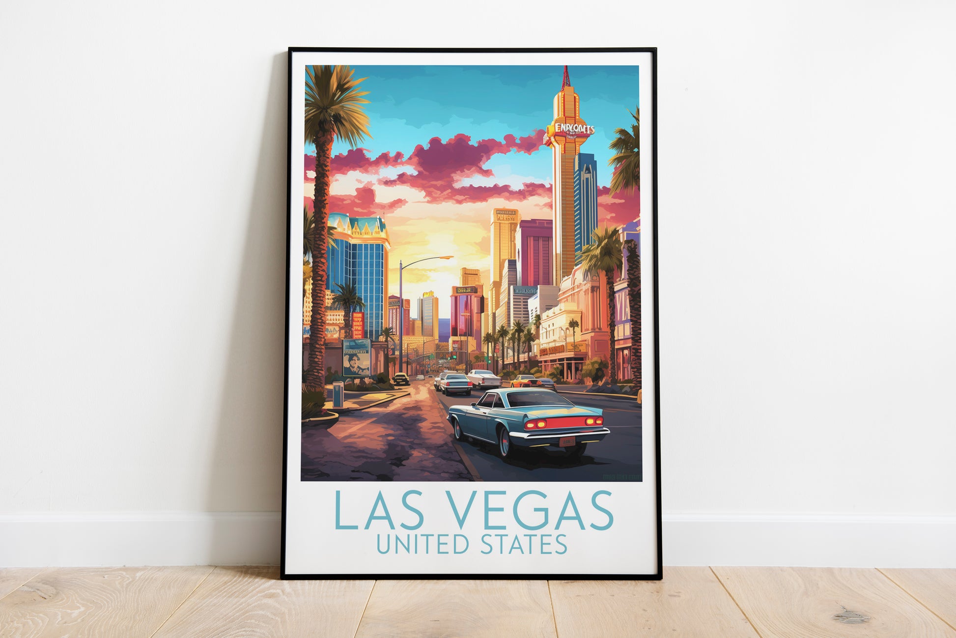 las vegas travel poster on the ground united states