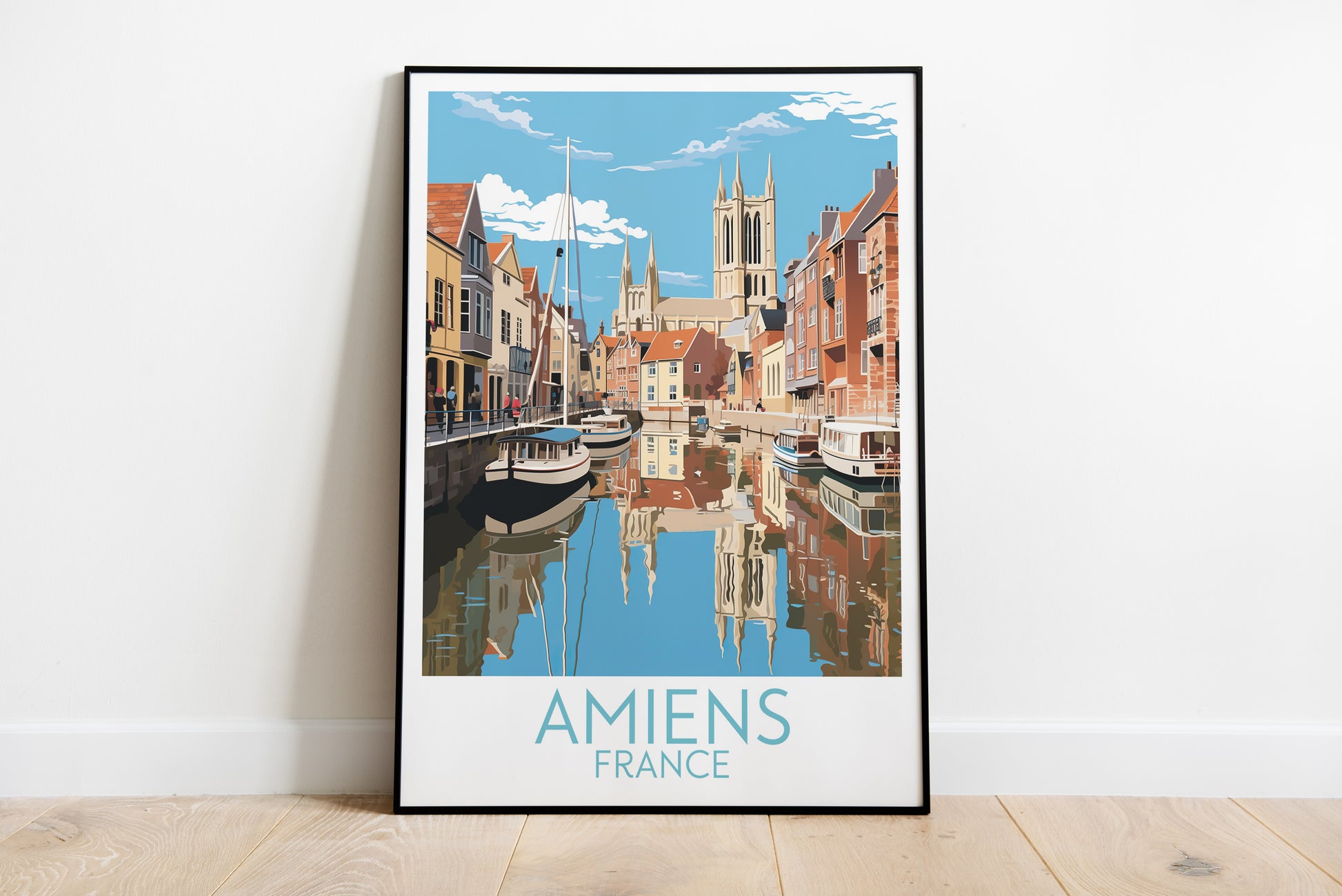 amiens travel poster on the ground france