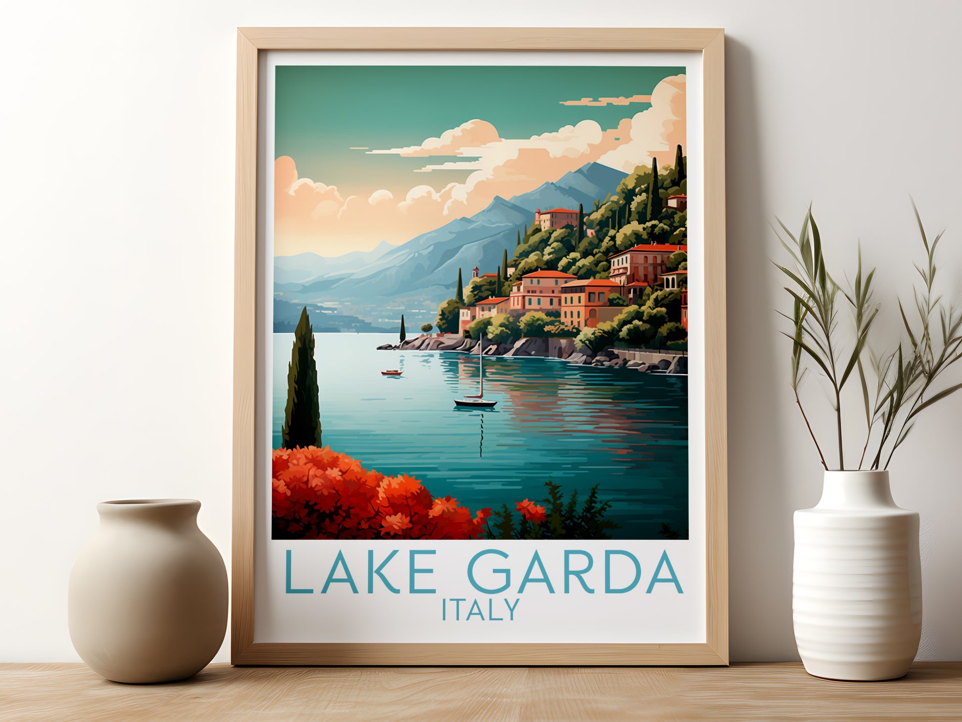 lake garda travel poster for kitchen italy