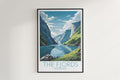 the fjords travel poster hanged on the wall norway